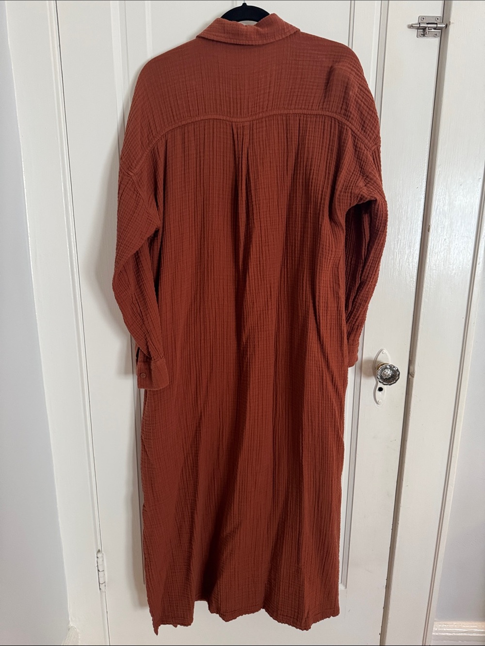 Lou & Grey Long Button-Front Maxi Cotton Gauze Dress in Rust L - Picture 8 of 11